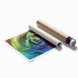 Extra large rolled print featuring close-up floral art in soft, pastel colors, ideal for classy bathroom decor.