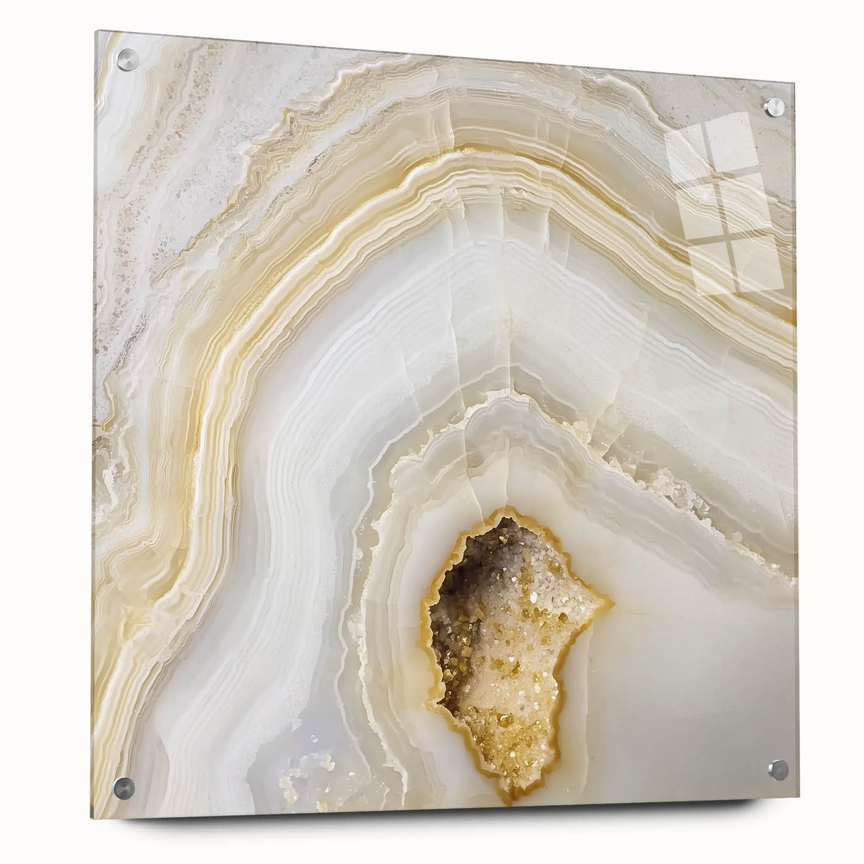 Large abstract wall art on acrylic, featuring swirling blue and green patterns, suitable for bedroom or dining room decor.