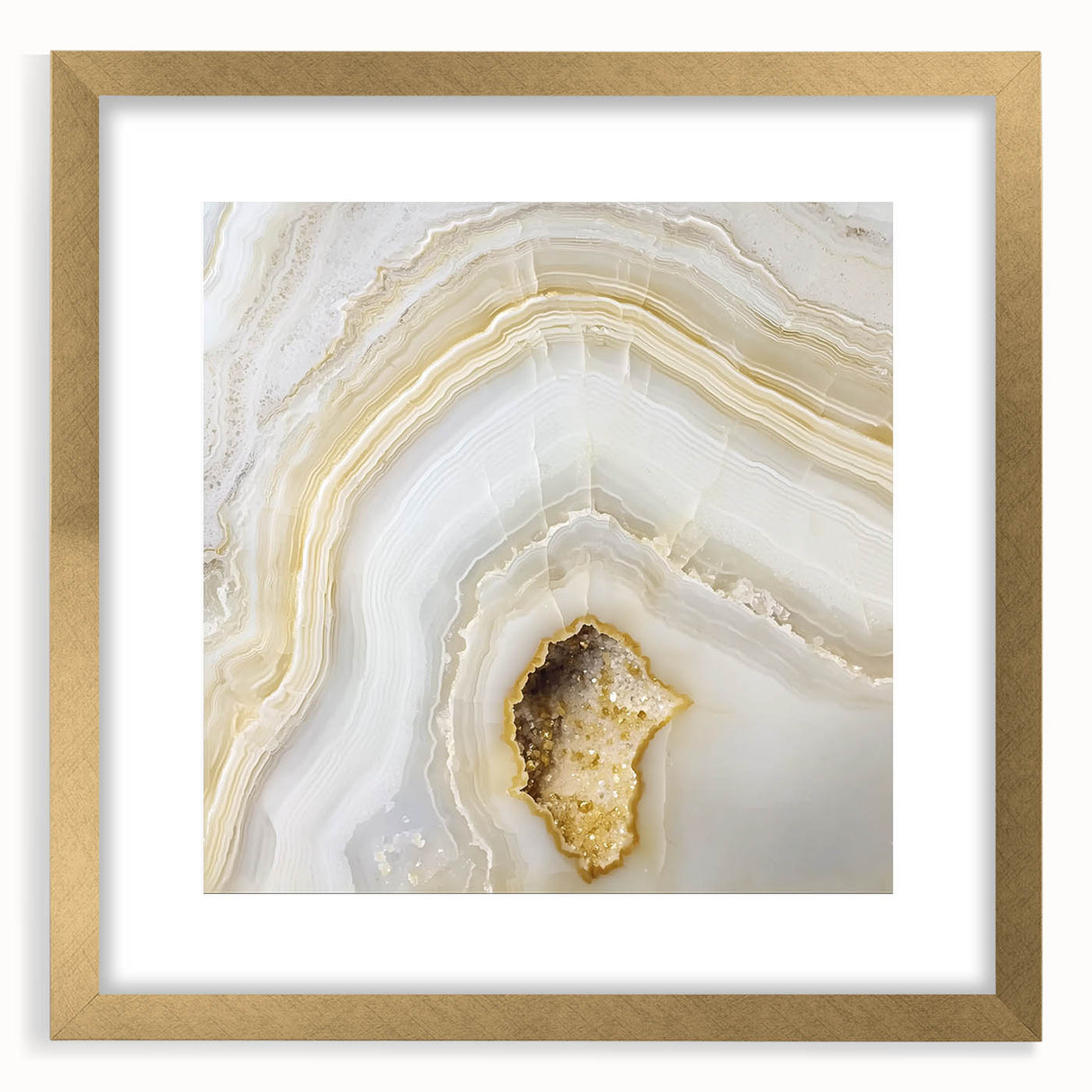 Extra large abstract art print featuring textured swirls in neutral tones, framed in gold, ideal for living room decor.
