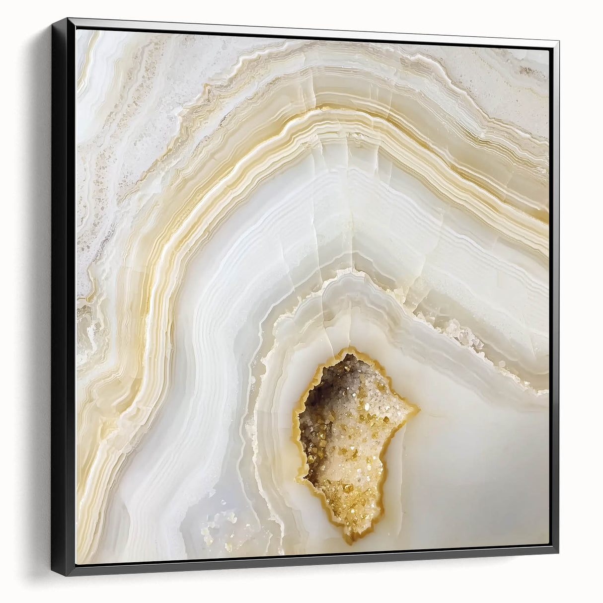 Black and white landscape art painting on framed canvas, featuring a close-up of nature elements.