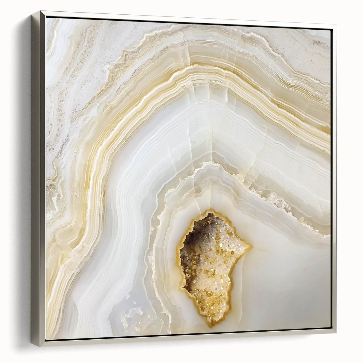 Framed canvas landscape art painting featuring a silver bordered close-up of colorful, natural elements.