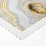 Art deco poster featuring close-up of nature elements in muted green and brown tones on rolled canvas.
