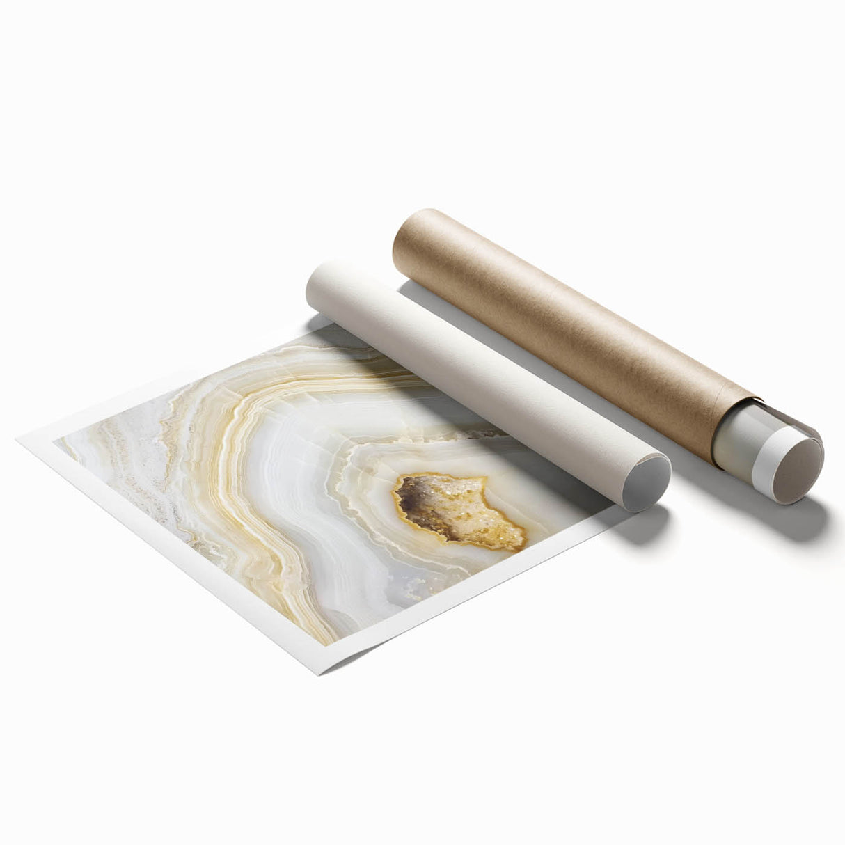 Extra large rolled print featuring close-up floral art in soft pastel shades.