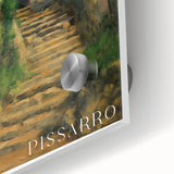 Large abstract wall art in mid-century modernist style, featuring vivid blues and oranges on acrylic glass.