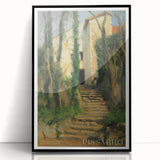 Large abstract wall art featuring swirling blue and gray tones, framed in black acrylic, ideal for modern living room decor.