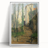 Art Deco style poster featuring geometric shapes and soft pastel hues, framed in white acrylic.