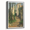 Black and white vintage poster art of a landscape on framed canvas, suitable for bedroom wall decor.
