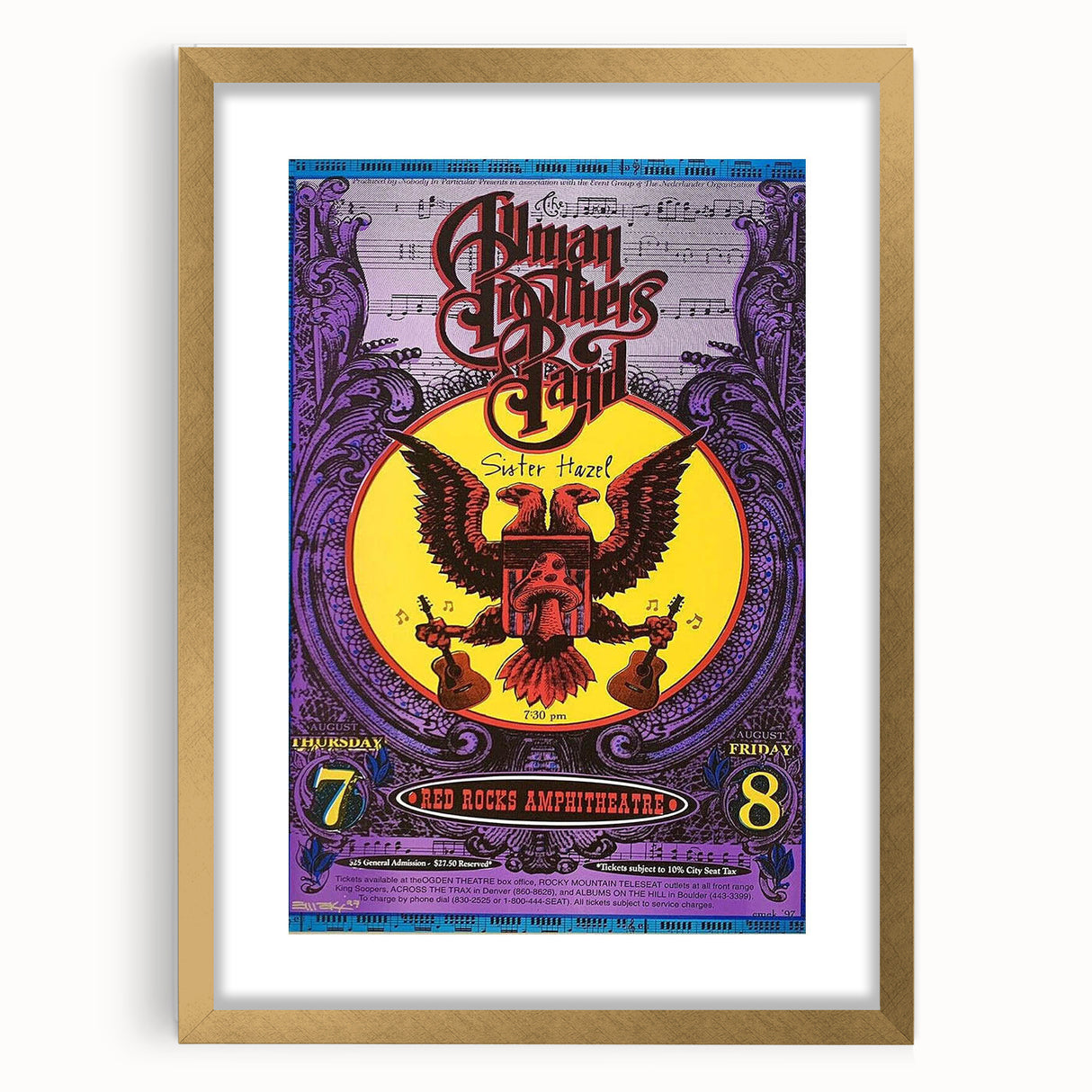 Allman Brothers Band Red Rocks Poster - Retro Music Wall Art