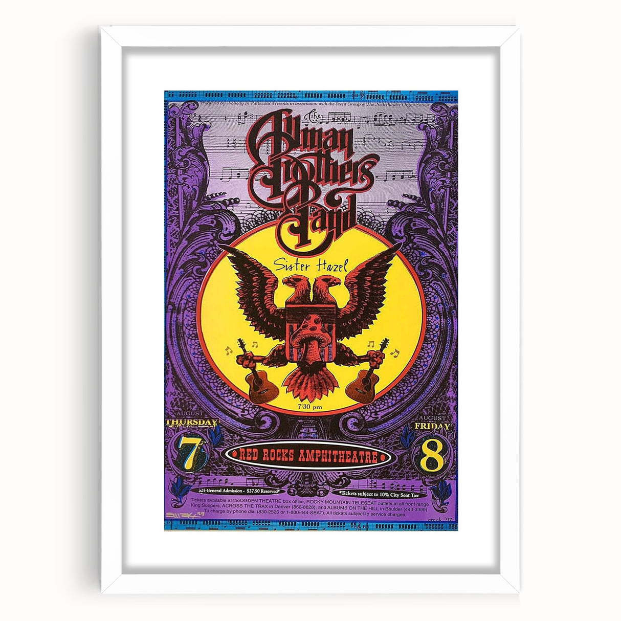 Allman Brothers Band Red Rocks Poster - Retro Music Wall Art