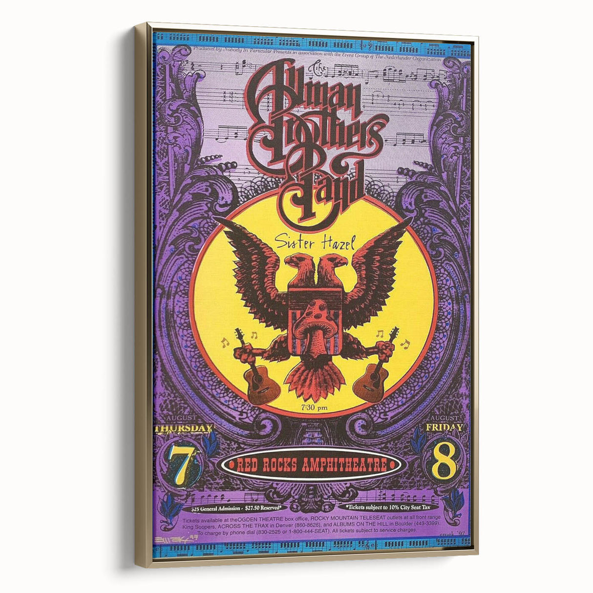 Allman Brothers Band Red Rocks Poster - Retro Music Wall Art