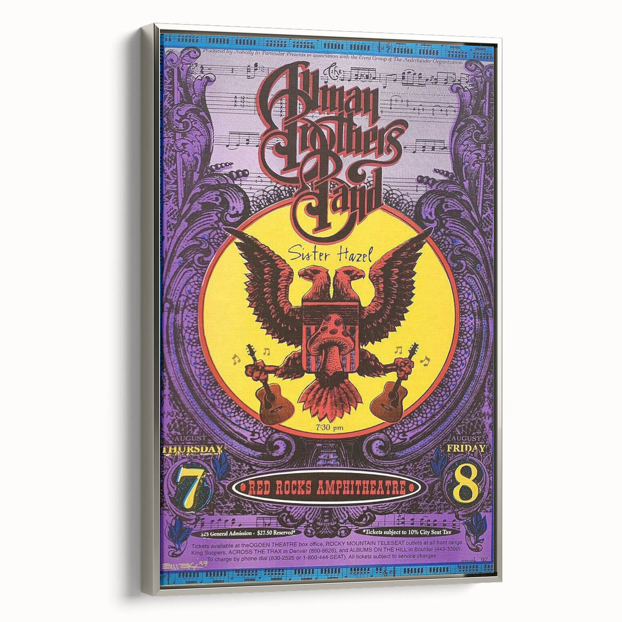 Allman Brothers Band Red Rocks Poster - Retro Music Wall Art