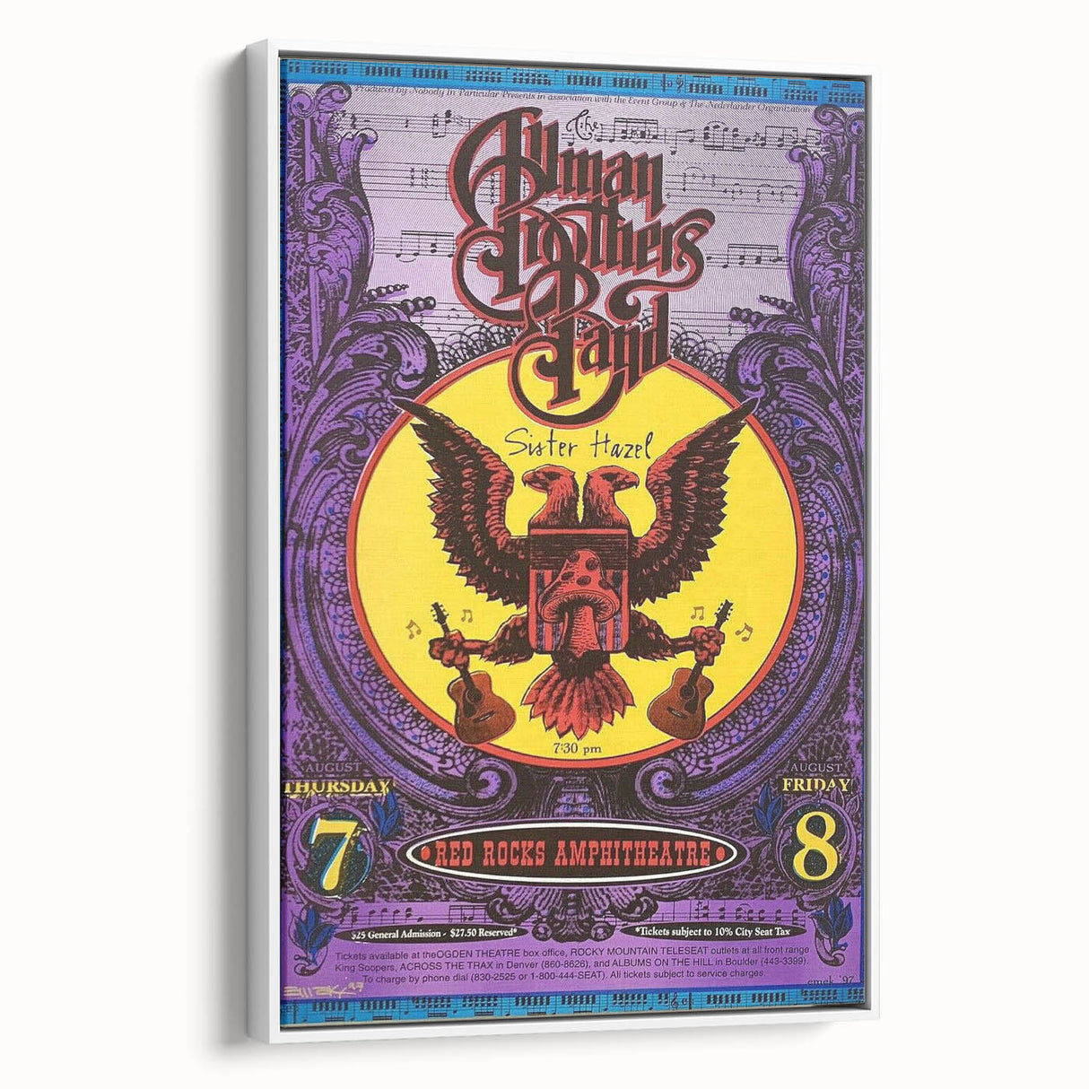 Allman Brothers Band Red Rocks Poster - Retro Music Wall Art