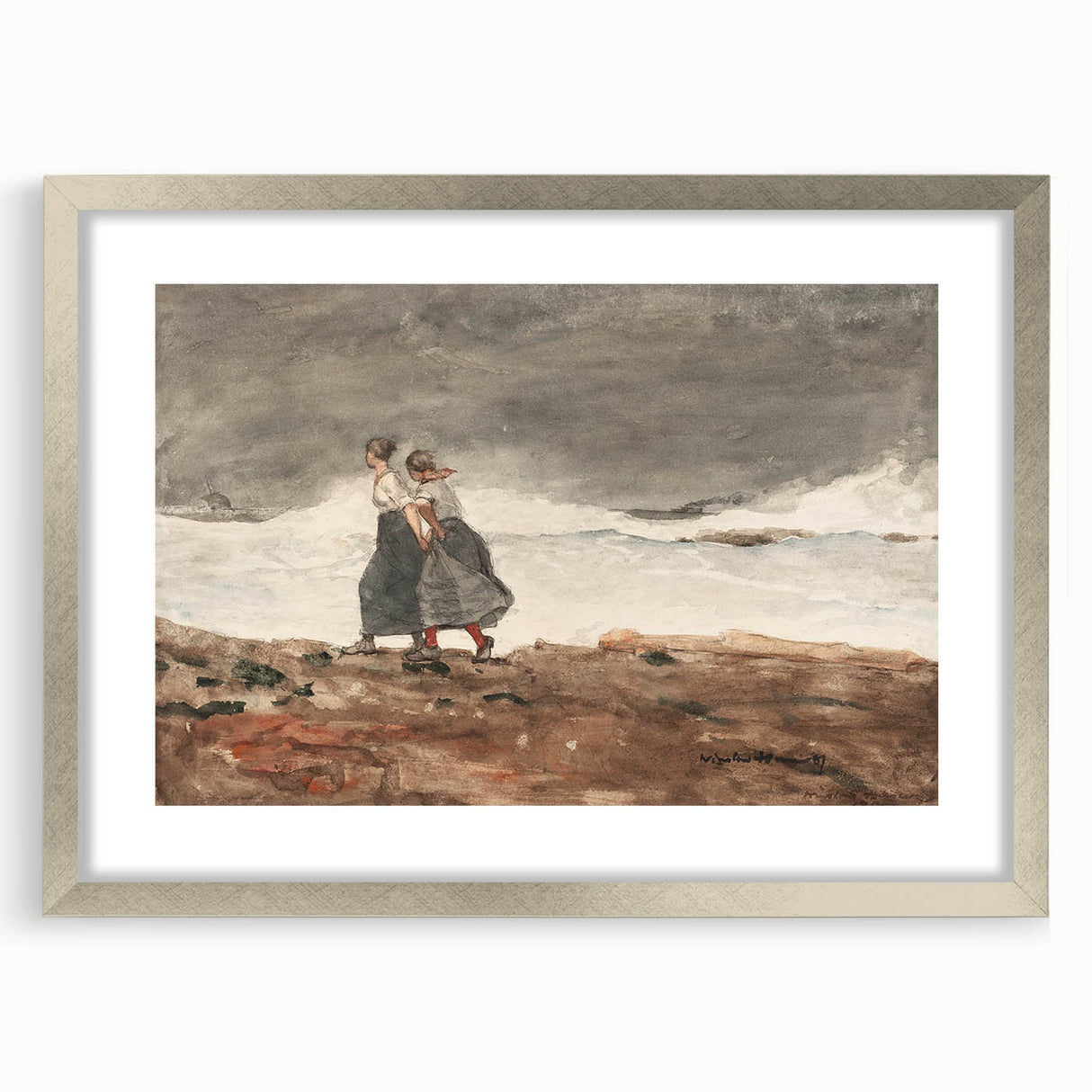 Stormy Realism Art Print | Danger by Winslow Homer | Coastal Scene