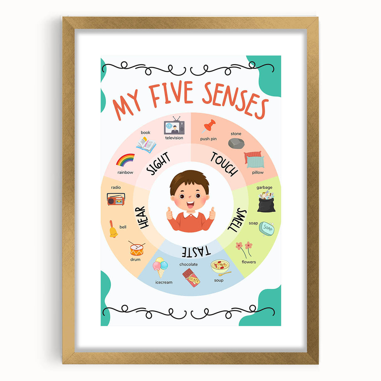 ABC Alphabet Canvas Art - Five Senses Educational Chart