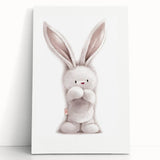 Fluffy Bunny Nursery Canvas Prints - Kids Room Art Decor