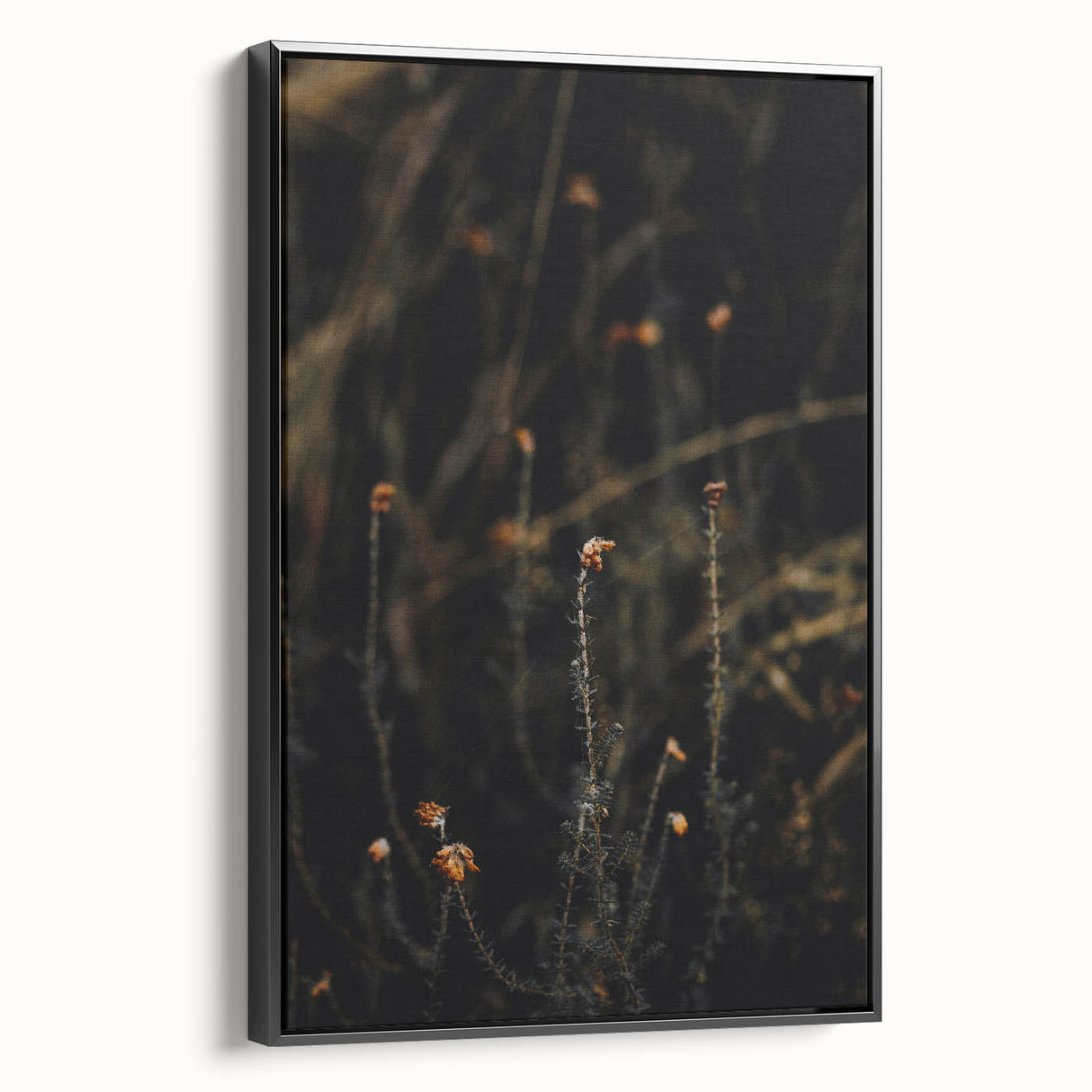 Black and white vintage landscape painting on framed canvas, ideal for bedroom wall art.