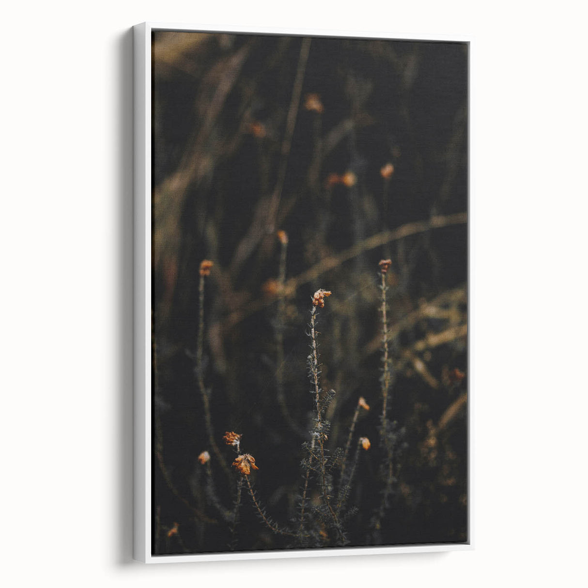 Vintage poster art of autumn scene on extra large framed canvas, featuring black and colorful elements.