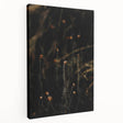 Side view of a large stretched canvas depicting a fall-themed abstract design in warm orange and red tones.
