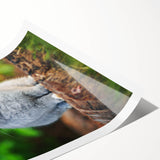 Extra large wall art featuring line art flowers in black on white, rolled print format.