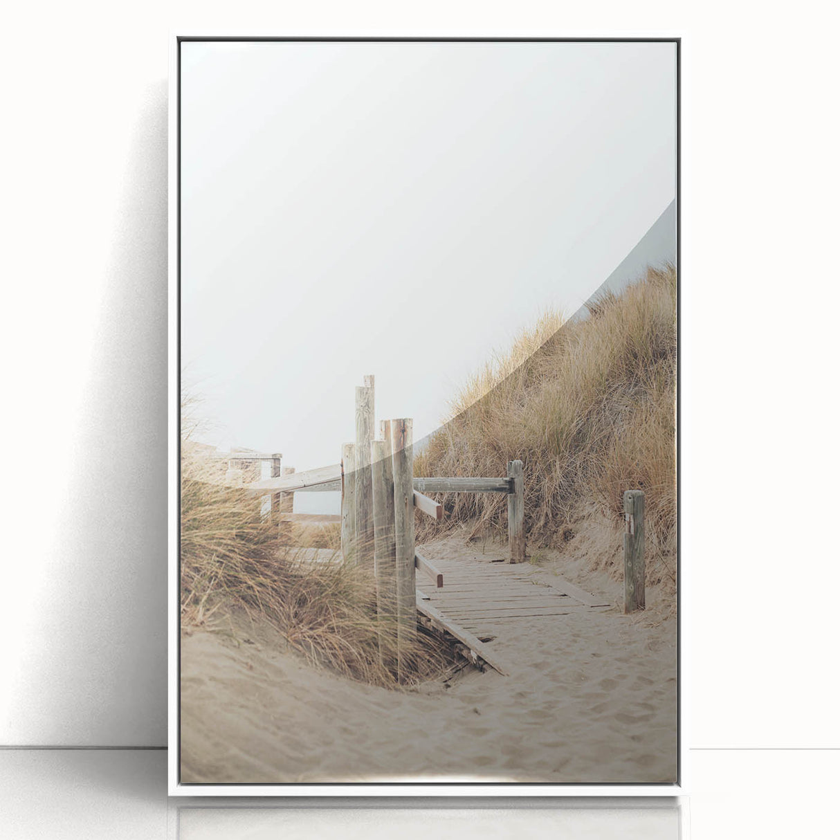 Art Deco poster featuring a summer theme in pastel shades on white framed acrylic, suitable for nursery wall art.