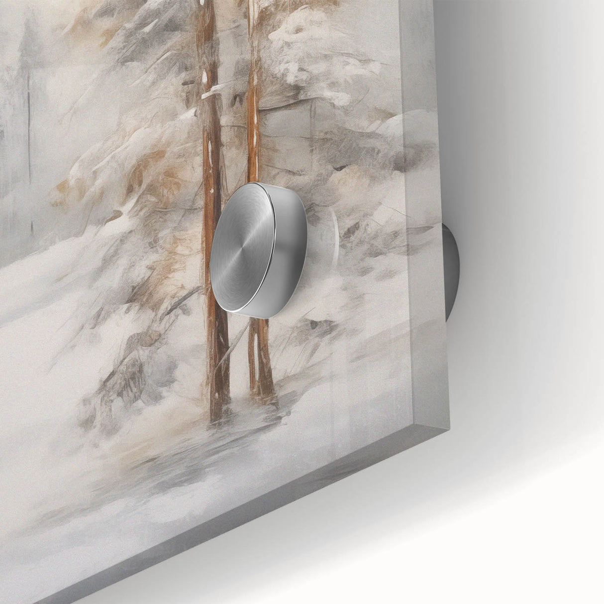 Large abstract wall art featuring swirling blue and white patterns on acrylic glass.