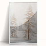 Art deco poster depicting a winter scene in muted blue and white tones, framed acrylic, ideal for nursery wall art.