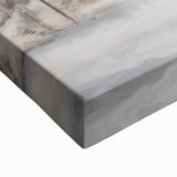 Black and white landscape art painting on stretched canvas, featuring a serene winter scene, ideal for bedroom wall art.