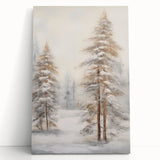Large black and white stretched canvas depicting a winter scene, ideal for kitchen wall art or bedroom ambiance.