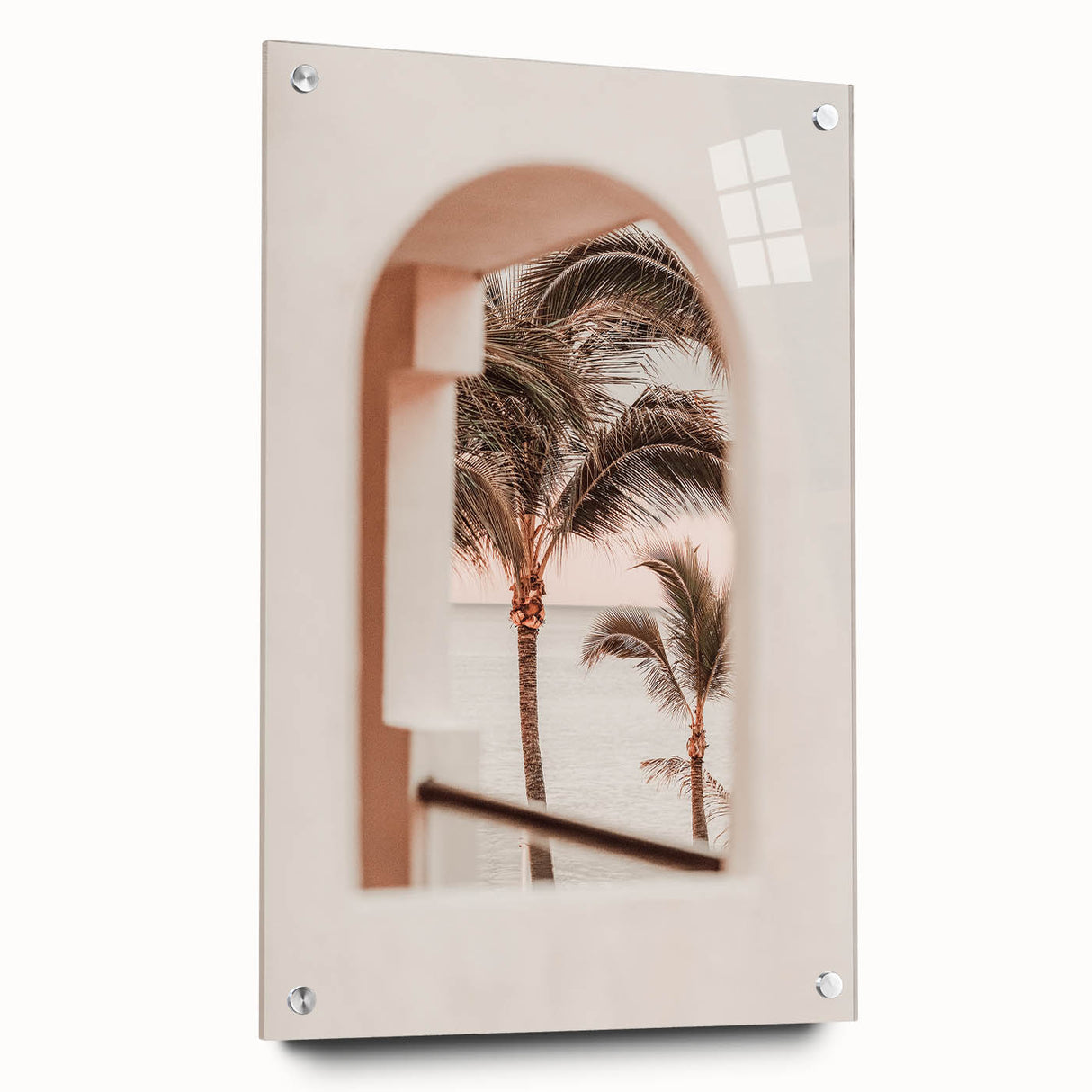 Large abstract wall art on acrylic glass with a vibrant mix of summer colors, ideal for bedroom or dining room decor.