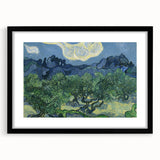 Extra large abstract art print with vibrant, colorful textures on a framed black canvas, ideal for living room decor.