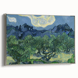 Landscape art painting featuring a colorful, abstract scene on a framed canvas, suitable for enhancing a living room's decor.