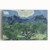 Black and white print of Van Gogh's 'Starry Night' on large stretched canvas, ideal for kitchen wall art or bedroom decor.