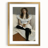Modern Wall Art: Young Woman in White – Elegant Portrait Masterpiece