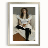 Modern Wall Art: Young Woman in White – Elegant Portrait Masterpiece