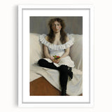 Modern Wall Art: Young Woman in White – Elegant Portrait Masterpiece