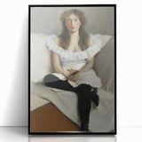Modern Wall Art: Young Woman in White – Elegant Portrait Masterpiece