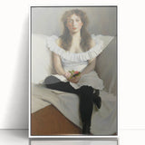 Modern Wall Art: Young Woman in White – Elegant Portrait Masterpiece