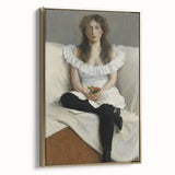 Modern Wall Art: Young Woman in White – Elegant Portrait Masterpiece