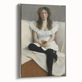 Modern Wall Art: Young Woman in White – Elegant Portrait Masterpiece