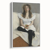 Modern Wall Art: Young Woman in White – Elegant Portrait Masterpiece