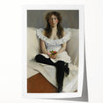 Modern Wall Art: Young Woman in White – Elegant Portrait Masterpiece