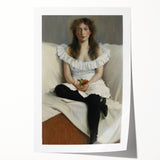 Modern Wall Art: Young Woman in White – Elegant Portrait Masterpiece