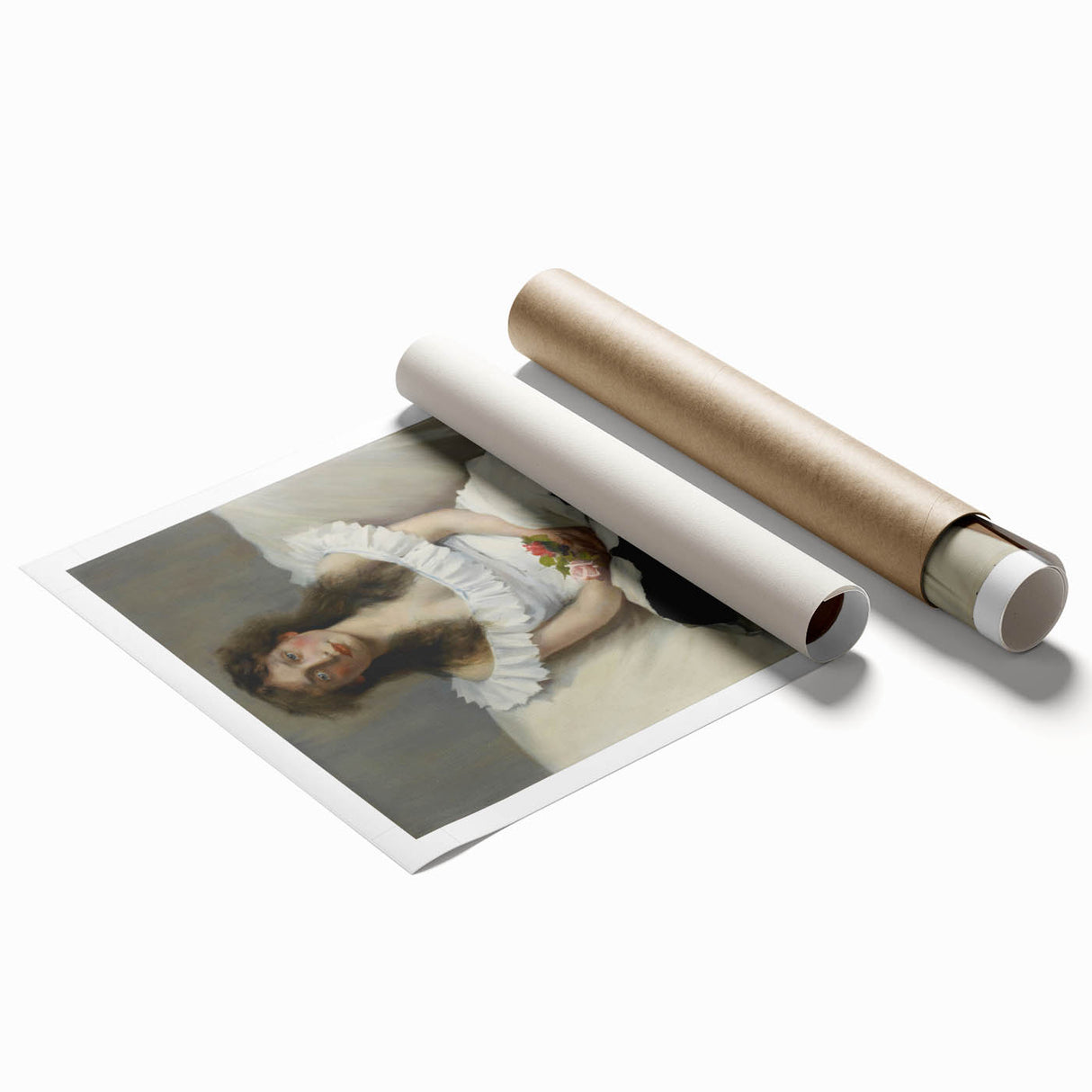 Modern Wall Art: Young Woman in White – Elegant Portrait Masterpiece