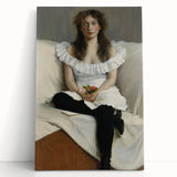 Modern Wall Art: Young Woman in White – Elegant Portrait Masterpiece
