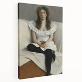 Modern Wall Art: Young Woman in White – Elegant Portrait Masterpiece
