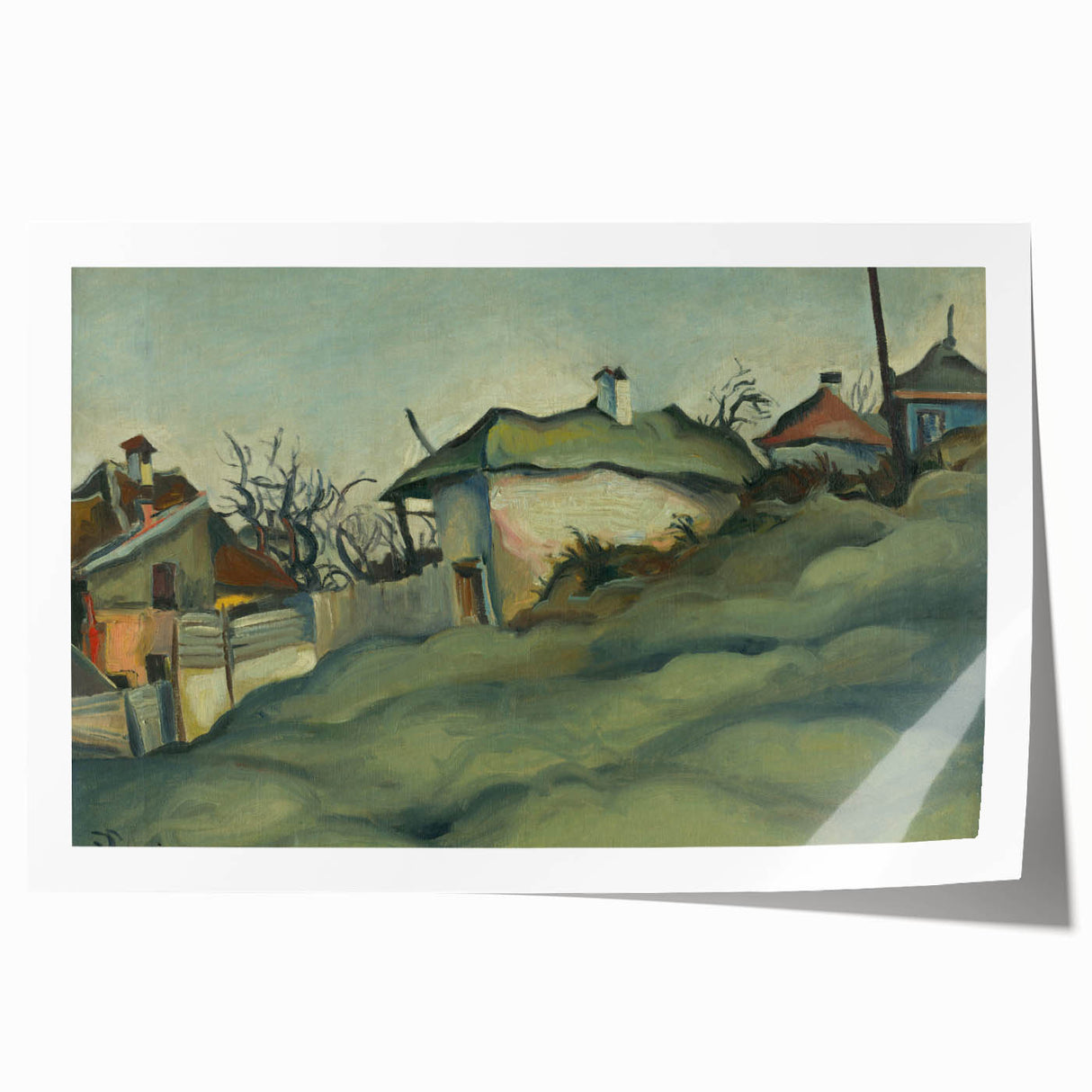 Modern Wall Art – Suburban Landscape with Expressive Brushstrokes