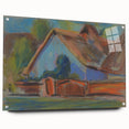 Modern Wall Art – Vibrant Blue Village Cottage