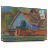 Modern Wall Art – Vibrant Blue Village Cottage