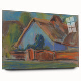 Modern Wall Art – Vibrant Blue Village Cottage