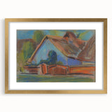 Modern Wall Art – Vibrant Blue Village Cottage
